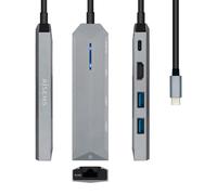 AISENS USB-C dock 5 en 1. USB-C a 1xHDMI. 1xRJ45. 2xUSB. 1xPD. Gris. 15 cm