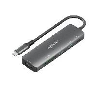 Docking USB-C AISENS ASUC-5P011-GR 1xHDMI 2xUSB-A USB-C PD 100W SD MicroSD Gris 15cm