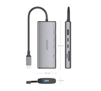 AISENS - USB-C Dock 6 en 1, USB-C a 1xHDMI, 1xUSB-A 10G, 2xUSB-C 10G, 1xSD, 1xMicroSD, Gris, 20cm