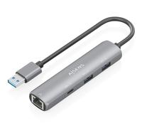 Aisens usb3.0 dock usb-a a ethernet gigabit + hub 1xusb-c+2xusb-a, gri