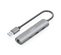 Base replicadora Aisens ASUC-4P035-GR USB-A Ethernet Gigabit 2xUSB-A 1xUSB-C Gris 15 cm