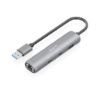 Aisens Hub USB ASUC-4P036-GR - 2x USB-C, 1x USB-A, Ethernet Gigabit - Gris