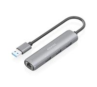 Aisens Hub USB 3.0 ASUC-4P034-GR – 3 puertos USB-A, Ethernet Gigabit, gris 15 cm