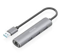 Aisens usb3.0 dock usb-a a ethernet gigabit + hub 3xusb-a, gris, 15cm
