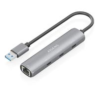 Aisens usb3.0 dock usb-a a ethernet gigabit + hub 3xusb-c, gris, 15cm