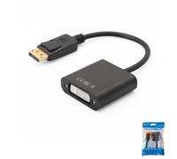 AISHTEC 1 Unidad Cable Adaptador DisplayPort (DP) Macho a DVI-I (24+5) Hembra, Compatible con PC Portátil Monitor Proyector Tarjeta Gráfica- 20 cm, Negro - Unidireccional