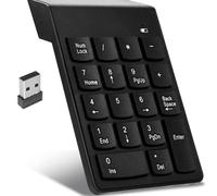 AISHTEC Teclado Numérico Inalámbrico, 2.4G Mini Teclado Portátil Ergonómico, con Receptor USB Oficina Cálculo de números Compatible con computadora portátil, PC - 1 Unidad, Negro