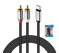 Aishtec USB C a 2 RCA con DAC Chip Audio Estéreo para Amplificador, Televisor, Cine en Casa, Altavoces, Receptor AV, Compatible con iPhone 15, para iPad, para MacBook, para Samsung 2M