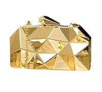 AiSi Bolso de noche de embrague de metal geométrico para mujer con cadena, dorado, talla única