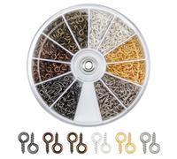 Aisikoo Juego de 600 tornillos con ojal, pequeños ganchos para atornillar, mini ganchos para atornillar, ojales de tornillo y tornillos de ojal, 4 x 8 mm, ganchos pequeños para manualidades