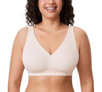 AISILIN Sujetador sin Aros Talla Grande sin Relleno Sujetador Cómodo para Mujer Rosa Blanca 110D