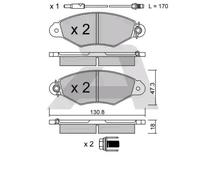 AISIN Juego de 4 pastillas de freno para RENAULT: Kangoo, Clio & NISSAN: Kubistar (Ref: BPRE-1007)