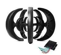 AISINILALAO 48v, Generador de Turbina Eólica Pequeña de 16000W 12V 24V 48V con 5 Palas, Molino de Viento de Energía Libre con Controlador MPPT para Uso Doméstico (Negro, 48V)