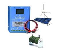AISINILALAO 48v, Sistema Híbrido Eólico Solar de 14000W 12V/24V/48V Controlador de Carga MPPT con Carga de Descarga Turbina Eólica Generador Panel Solar Regulador Automático (Azul)