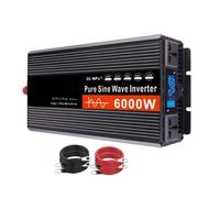 AISINILALAO 6000W 12V/24V/48V/60V/72V Puro Sinus Wave Inverter Convertidor DC 72V a 220V AC Car Power Inverter con Pantalla led, 2 enchufes para RV, Camping, camión y hogar,72v to 220v