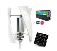 AISINILALAO Conjunto de Turbina Eólica Vertical, 3000W 12V 24V 48V 220V Turbina Eólica de 3 Aspas con Controlador MPPT Generador Eólico Sin Ruido para Uso Doméstico (Blanco),220v