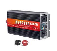 AISINILALAO Inversor Cargador de Onda Senoidal Pura de 6000W DC 12V/24V/48V/60V Entrada DC Salida AC 110V/230V Inversor Convertidor de Energía con Pantalla LCD y Doble Enchufe AC,24V to 110V