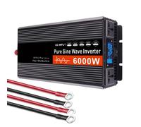 AISINILALAO Inversor De 24V A 230V, Inversor De Onda Senoidal Pura De 6000W DC 12V-72V A AC 110V/230V Cargador Solar para Coche con 2 Enchufes para RV, Camión, Barco, Camping Y Hogar,60v to 230v