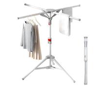 AISIR Tendedero Plegables,Tenderetes de Ropa con 4 Alas y Altura Extensible de 130-180cm, Válido para Interior y Exterior.