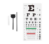 AISITESY Snellen - Tabla ocular con adhesivo de fijación, 28 x 55 cm, para exámenes oculares, ideal para consultorio médico, escuela, hogar, con oclusor ocular y puntero 4 parches de fijación
