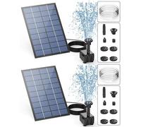 AISITIN 2PCS Fuente Solar Jardin Exterior 2,5 W DIY Bomba de Agua Solar Características con 6 Boquillas para Baño de Pájaros Estanque Fuente del Acuario（2PC）