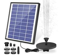 AISITIN Bomba Solar de Fuente de 6,5 W, Panel con batería Auxiliar, Bomba de Agua Solar para Fuente Flotante, 6 boquillas, para baño de pájaros, pecera, Estanque o decoración de jardín（6,5W）
