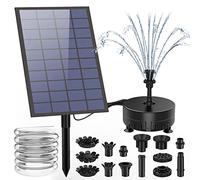 AISITIN DIY Fuente Solar 7W con 15 Boquillas Tubería de Agua de 1.5 Metro y Estaca Fuente Solar para Jardín, Estanque, Piscina, Exterior(7W)