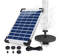 AISITIN Fuente Solar 5,5W Bomba de Fuente Solar Batería Integrada con 6 Boquillas para Baño de Pájaros Estanque Jardín Ciclo del Agua（5,5W）