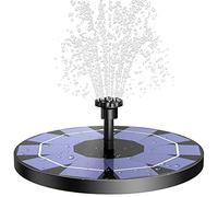 AISITIN Fuente Solar Jardin Exterior 3W, Bomba de Agua Solar con Batería y 6 Boquillas, para Baño de Pájaros, Estanque Fuente Jardin(3W)