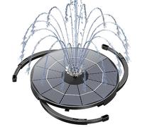 AISITIN Fuente Solar Jardin Exterior Kit 3,5 W con 3 m Cable y 13 Estilos de Boquilla, Fuente de Estanque con Energía Solar con Soportes para Jardín, Estanques(3,5W)