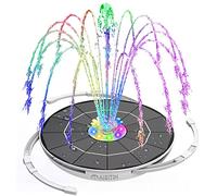 AISITIN Fuente Solar Jardin Exterior LED de 6,5W con Soporte Ajustable, Fuente Solar Flotante con 8 Colores y Batería Incorporada y 8 Boquillas, Fuente Jardin para Estanque, Piscina