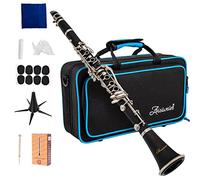 Aisiweier B-Flat Clarinete de ébonita negra para estudiantes principiantes, con llaves niqueladas, cinturón, grasa para articulaciones, guantes blancos, paño de pulido suave, cojín de 8 boquillas,