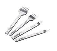 Aiskaer Juego de cinceles con dientes 1, 2, 4 y 6, de acero blanco, para trabajar el cuero