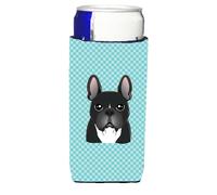Aisladores de bebidas Ultra para latas delgadas con dise o de Bulldog Franc s Azul Checkerboard BB1165MUK