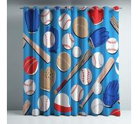 Aislamiento Térmico Cortinas Opacas Estilo Béisbol Bate de béisbol Sin costuras Decoración para Dormitorio Sala de Estar con Ojales Juego de 2 Paneles, Protección de Privacidad, 117An x 137Al cm