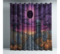Aislamiento Térmico Cortinas Opacas Estilo Ilustración Eclipse solar Calabaza Decoración para Dormitorio Sala de Estar con Ojales Juego de 2 Paneles, Protección de Privacidad, 117An x 160Al cm