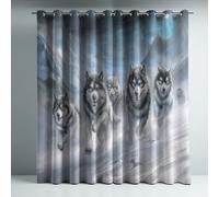 Aislamiento Térmico Cortinas Opacas Estilo Manada de lobos Montaña nevada Animal Decoración para Dormitorio Sala de Estar con Ojales Juego de 2 Paneles, Protección de Privacidad, 140An x 280Al cm
