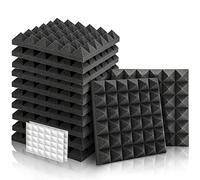 Aislante Acustico Pirámide con Pegatinas de Doble Cara, Espuma Acustica, 12 Piezas Paneles Acusticos de Insonorizacion Acustica Pared para Podcasting, Estudios de Grabación, Oficinas