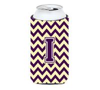Aislante para bebidas alto con forma de chevr n morado y dorado con letra I, CJ1058-ITBC