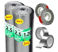AISLANTE TERMICO MULTIUSOS PREMIUM | Reduce el Frio y el Calor |100% ALUMINIO| Rollo Aislante Termico para Ventana, Pared, Suelo, Techo, Coche[ 1.20 X 2.5 ] (3m²)+ 2 cintas adhesivas