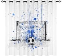 Aislantes Cortinas Opacas para NiñOs 140An x 260Al cm (2 Paneles), Grafiti de FúTbol Sencillo PoliéSter Cortinas Privacidad Blanco para Decorativas Sala de Estar y Dormitorios