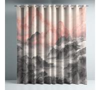 Aislantes Frio y Calor Rosa Gris Estilo Chino Cortinas Opacas Paisaje Mar de Nubes Montañas Cortinas de Ventana Multicolor Cortinas de Ventana para Adolescentes 2 Piezas 132An x 160Al CM