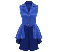 Aislor Abrigo Gótico Para Mujer Chaleco Sin Mangas Camisa De Esmoquin Ropa Vikinga Renacentista Para Halloween Carnaval Azul real L