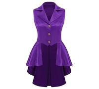 Aislor Abrigo Gótico Para Mujer Chaleco Sin Mangas Camisa De Esmoquin Ropa Vikinga Renacentista Para Halloween Carnaval Morado L