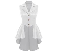 Aislor Abrigo Gótico Para Mujer Chaleco Sin Mangas Camisa De Esmoquin Ropa Vikinga Renacentista Para Halloween Carnaval Blanco 3XL