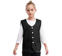 Aislor Chaleco para Niños Chaleco de Traje Waistcoat Formal de Cintura Trasera Traje de Coro Chaleco de Caballero Bautizo Negro D 5-6 años