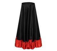 Aislor Falda Larga De Danza Niña Falda De Plisada con Cintura Elástica Disfraz Flamenca Sevillana Falda De Bailarina Salón Tango Competición Negro B 5-6 años