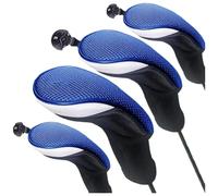 Aislor Fundas Protectoras Creativas Para Palos De Golf, Aptas Para Maderas Principales, Maderas Intermedias Y Palos Híbridos Malla azul y blanca, juego de 4 piezas Talla única