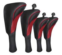 Aislor Fundas Protectoras Creativas para Palos De Golf, Aptas para Maderas Principales, Maderas Intermedias Y Palos Híbridos Juego de 4 Piezas en Negro y Rojo Talla única