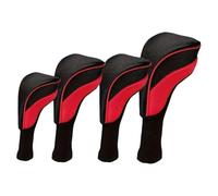 Aislor Fundas Protectoras Creativas Para Palos De Golf, Aptas Para Maderas Principales, Maderas Intermedias Y Palos Híbridos Negro Rojo 135UT Juego de 4 piezas Talla única